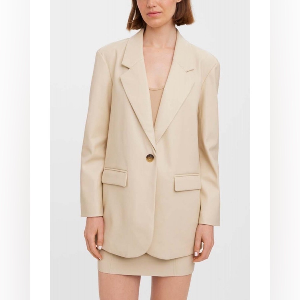 Vero Moda VM OLIVIA Faux Leather BLAZER, Sz L